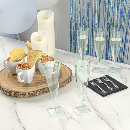Bev Tek 5 oz Seagreen Plastic Champagne Flute - 2" x 2" x 7" - 10 count box