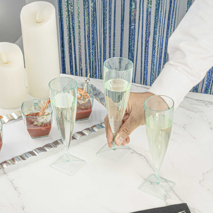 Bev Tek 5 oz Seagreen Plastic Champagne Flute - 2" x 2" x 7" - 10 count box