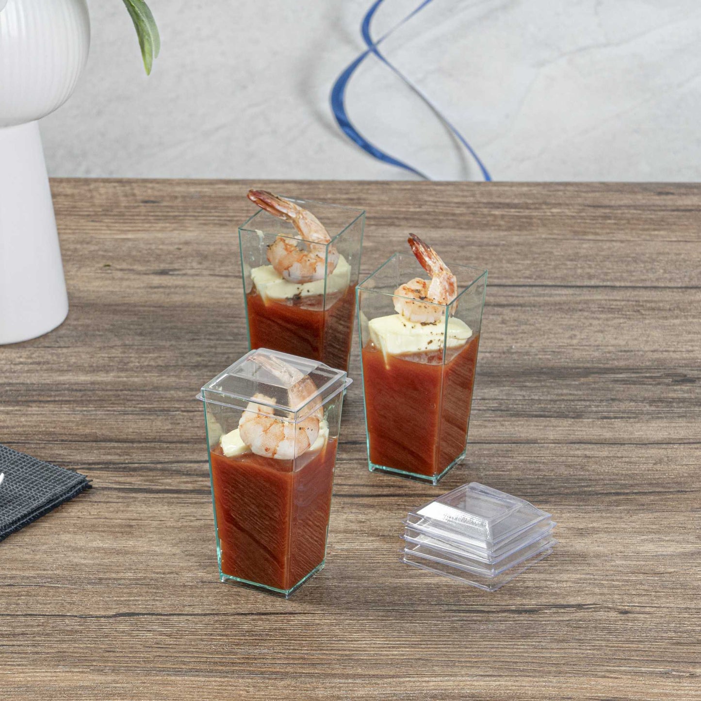 Mini Serve Square Clear Plastic Lid - Fits Tall Geometric Cup - 100 count box