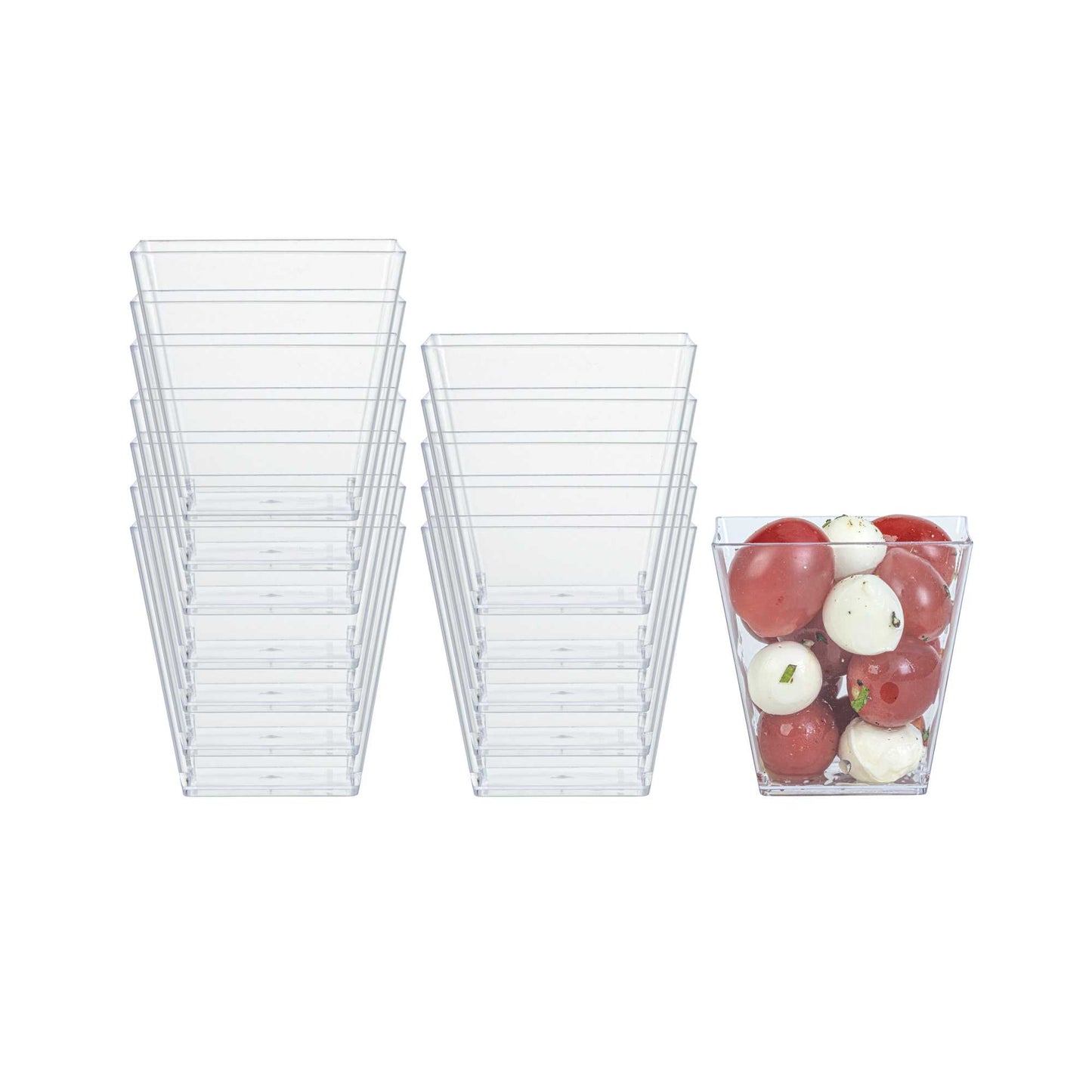 Mini Serve 8 oz Square Clear Plastic Large Kova Cup - 2 3/4" x 2 3/4" x 2 3/4" - 20 count box