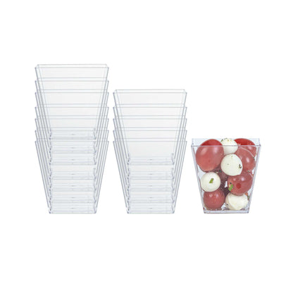 Mini Serve 8 oz Square Clear Plastic Large Kova Cup - 2 3/4" x 2 3/4" x 2 3/4" - 20 count box