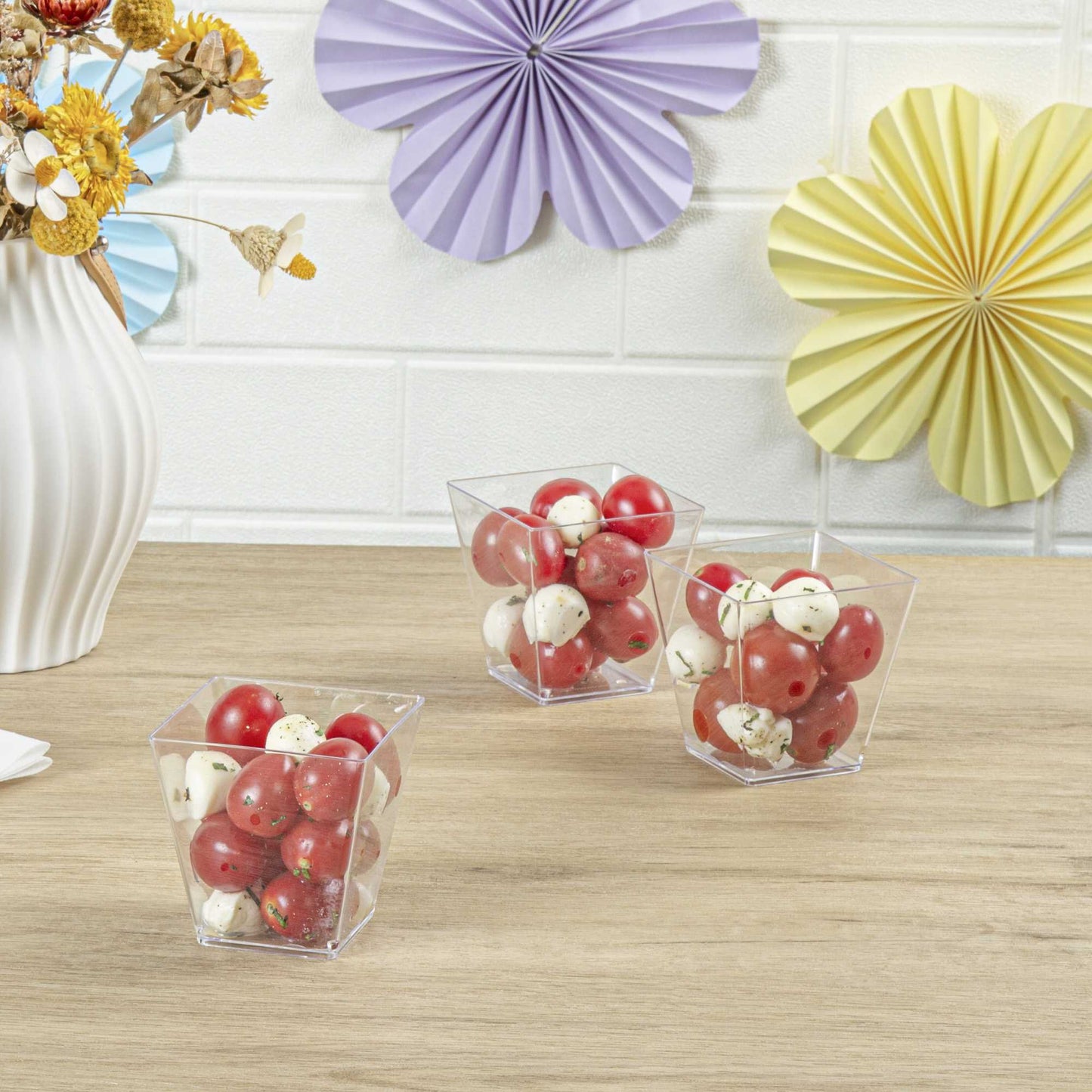 Mini Serve 8 oz Square Clear Plastic Large Kova Cup - 2 3/4" x 2 3/4" x 2 3/4" - 20 count box