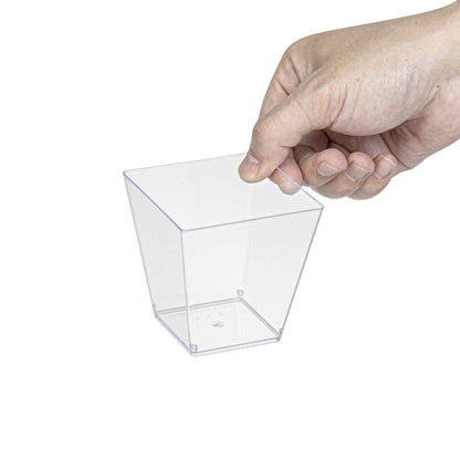 Mini Serve 8 oz Square Clear Plastic Large Kova Cup - 2 3/4" x 2 3/4" x 2 3/4" - 100 count box
