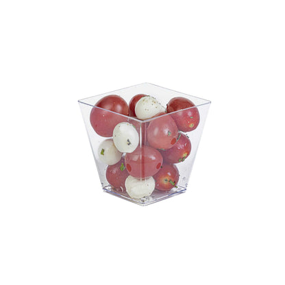 Mini Serve 8 oz Square Clear Plastic Large Kova Cup - 2 3/4" x 2 3/4" x 2 3/4" - 100 count box