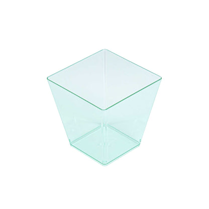 Mini Serve 8 oz Square Seagreen Plastic Large Kova Cup - 2 3/4" x 2 3/4" x 2 3/4" - 100 count box