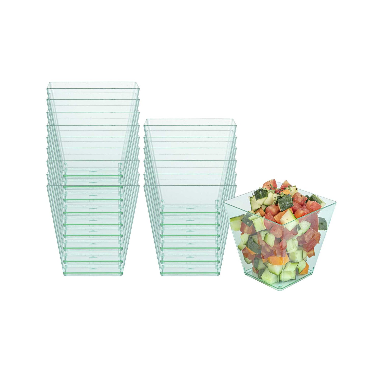 Mini Serve 8 oz Square Seagreen Plastic Large Kova Cup - 2 3/4" x 2 3/4" x 2 3/4" - 20 count box