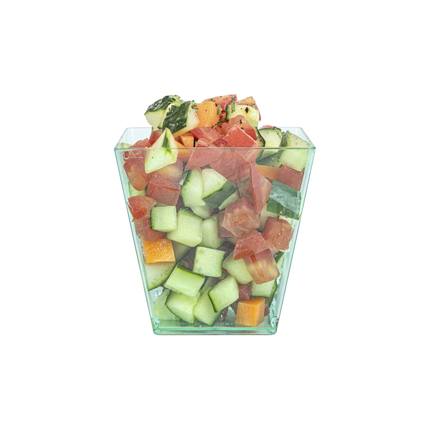 Mini Serve 8 oz Square Seagreen Plastic Large Kova Cup - 2 3/4" x 2 3/4" x 2 3/4" - 20 count box