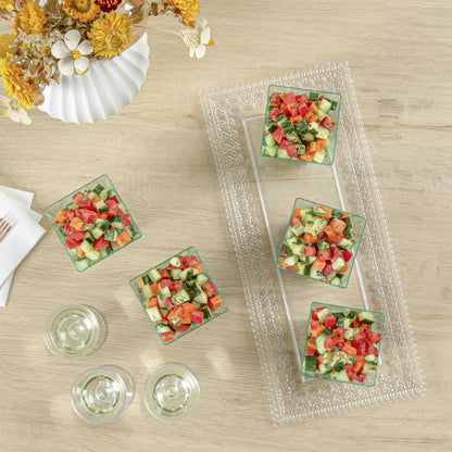 Mini Serve 8 oz Square Seagreen Plastic Large Kova Cup - 2 3/4" x 2 3/4" x 2 3/4" - 20 count box