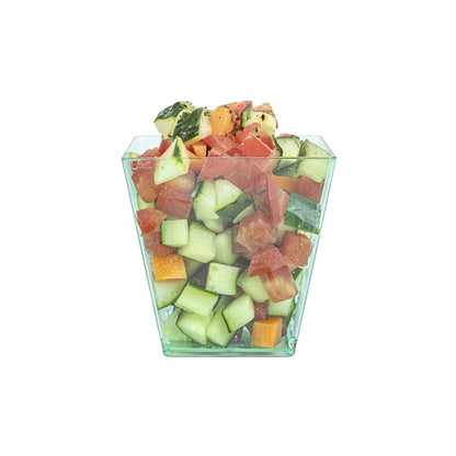 Mini Serve 8 oz Square Seagreen Plastic Large Kova Cup - 2 3/4" x 2 3/4" x 2 3/4" - 100 count box