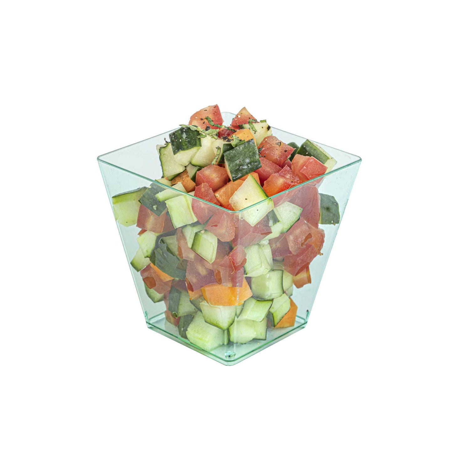 Mini Serve 8 oz Square Seagreen Plastic Large Kova Cup - 2 3/4" x 2 3/4" x 2 3/4" - 100 count box