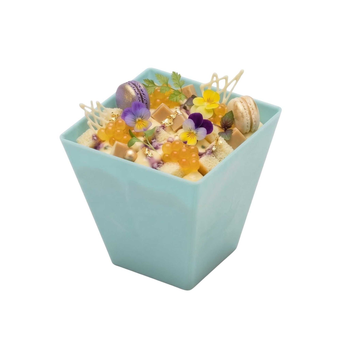 Mini Serve 8 oz Square Baby Blue Plastic Large Kova Cup - Limited Edition - 2 3/4" x 2 3/4" x 2 3/4" - 100 count box