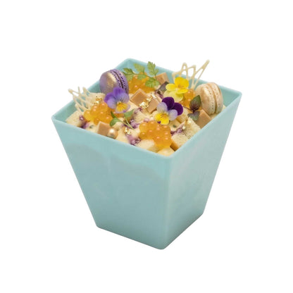 Mini Serve 8 oz Square Baby Blue Plastic Large Kova Cup - Limited Edition - 2 3/4" x 2 3/4" x 2 3/4" - 100 count box