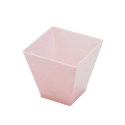 Mini Serve 8 oz Square Powder Pink Plastic Large Kova Cup - Limited Edition - 2 3/4" x 2 3/4" x 2 3/4" - 100 count box