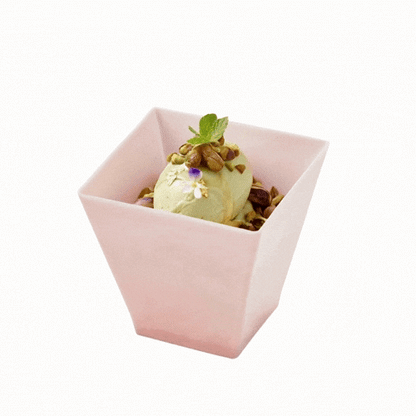 Mini Serve 8 oz Square Powder Pink Plastic Large Kova Cup - Limited Edition - 2 3/4" x 2 3/4" x 2 3/4" - 100 count box