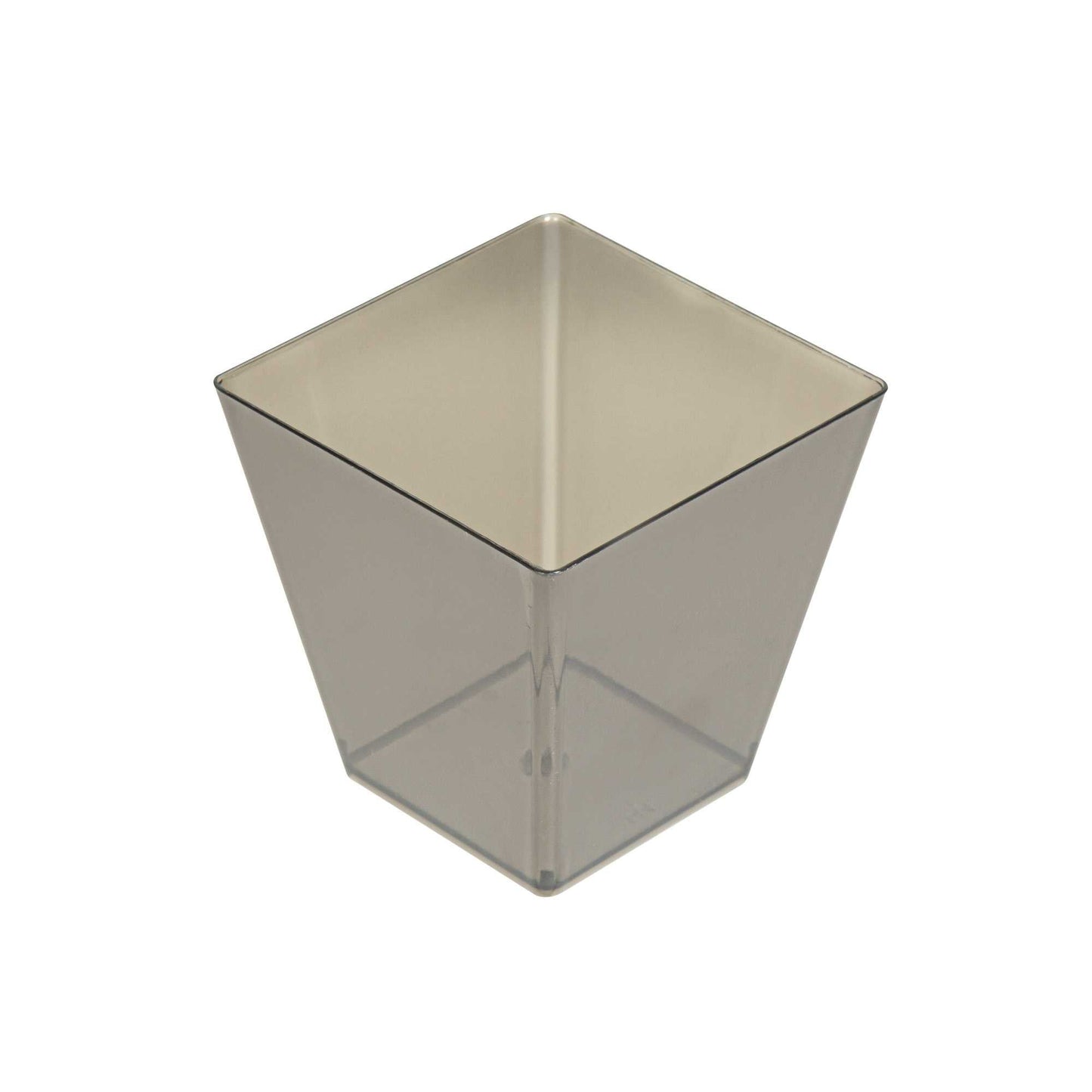 Mini Serve 8 oz Square Smoked Gray Plastic Large Kova Cup - 2 3/4" x 2 3/4" x 2 3/4" - 100 count box