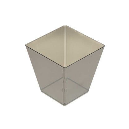 Mini Serve 8 oz Square Smoked Gray Plastic Large Kova Cup - 2 3/4" x 2 3/4" x 2 3/4" - 100 count box
