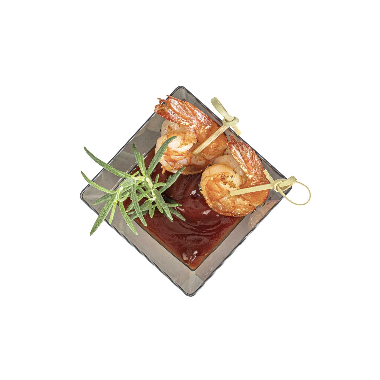 Mini Serve 8 oz Square Smoked Gray Plastic Large Kova Cup - 2 3/4" x 2 3/4" x 2 3/4" - 25 count box