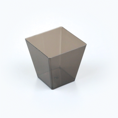 Mini Serve 8 oz Square Smoked Gray Plastic Large Kova Cup - 2 3/4" x 2 3/4" x 2 3/4" - 25 count box