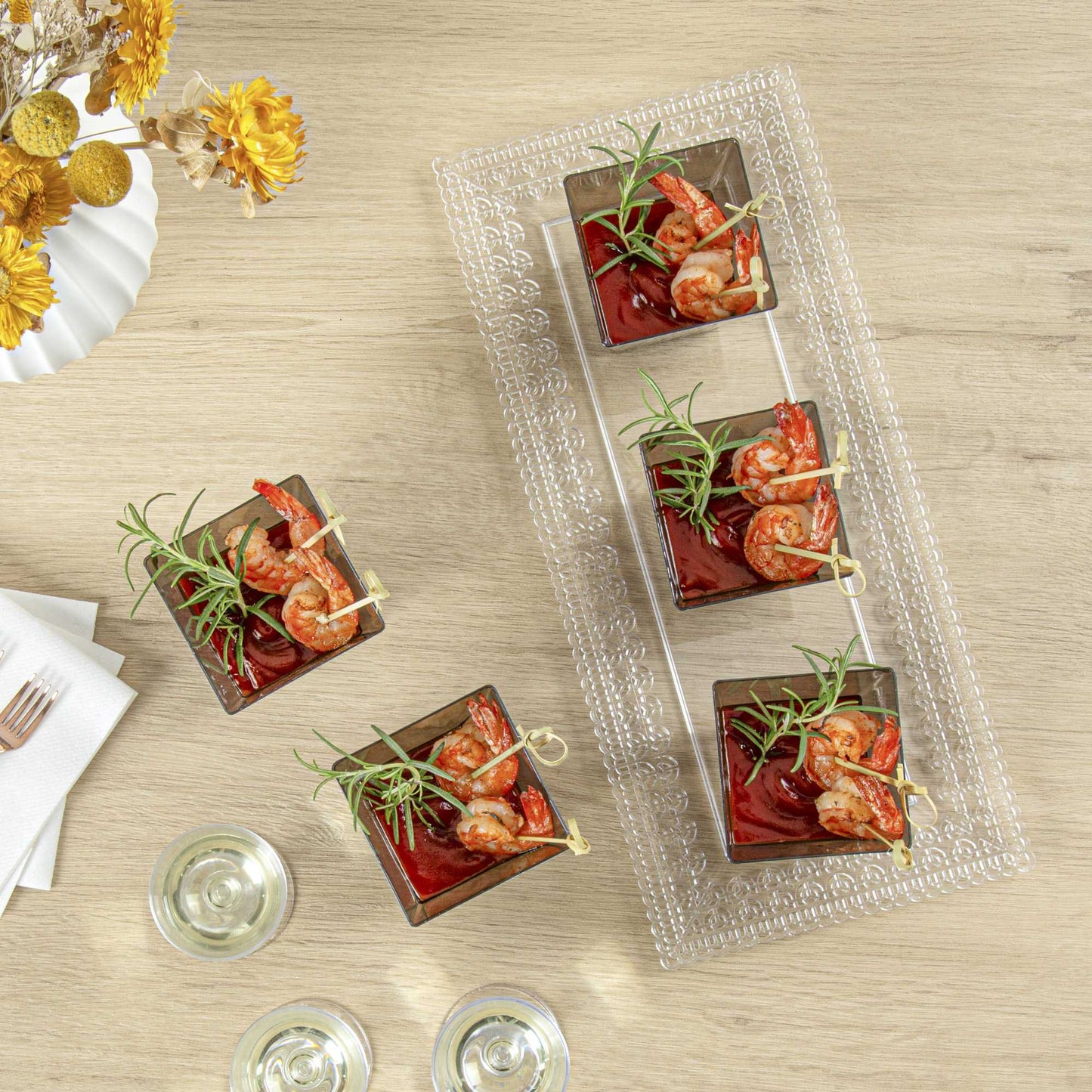Mini Serve 8 oz Square Smoked Gray Plastic Large Kova Cup - 2 3/4" x 2 3/4" x 2 3/4" - 25 count box