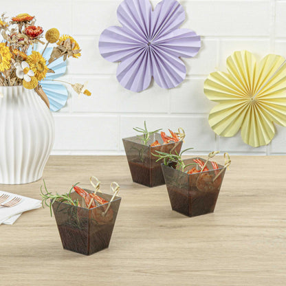Mini Serve 8 oz Square Smoked Gray Plastic Large Kova Cup - 2 3/4" x 2 3/4" x 2 3/4" - 100 count box