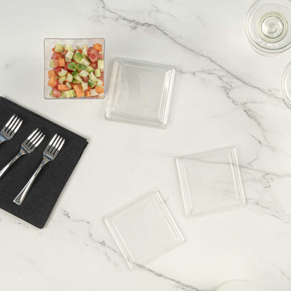 Mini Serve Square Clear Plastic Lid - Fits Large Kova Cup - 100 count box