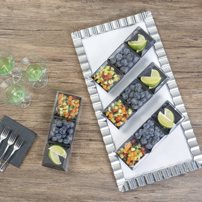 Mini Serve Rectangle Clear Plastic Lid - Fits Terzetto Plate - 100 count box