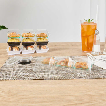 Mini Serve Rectangle Clear Plastic Lid - Fits Terzetto Plate - 100 count box