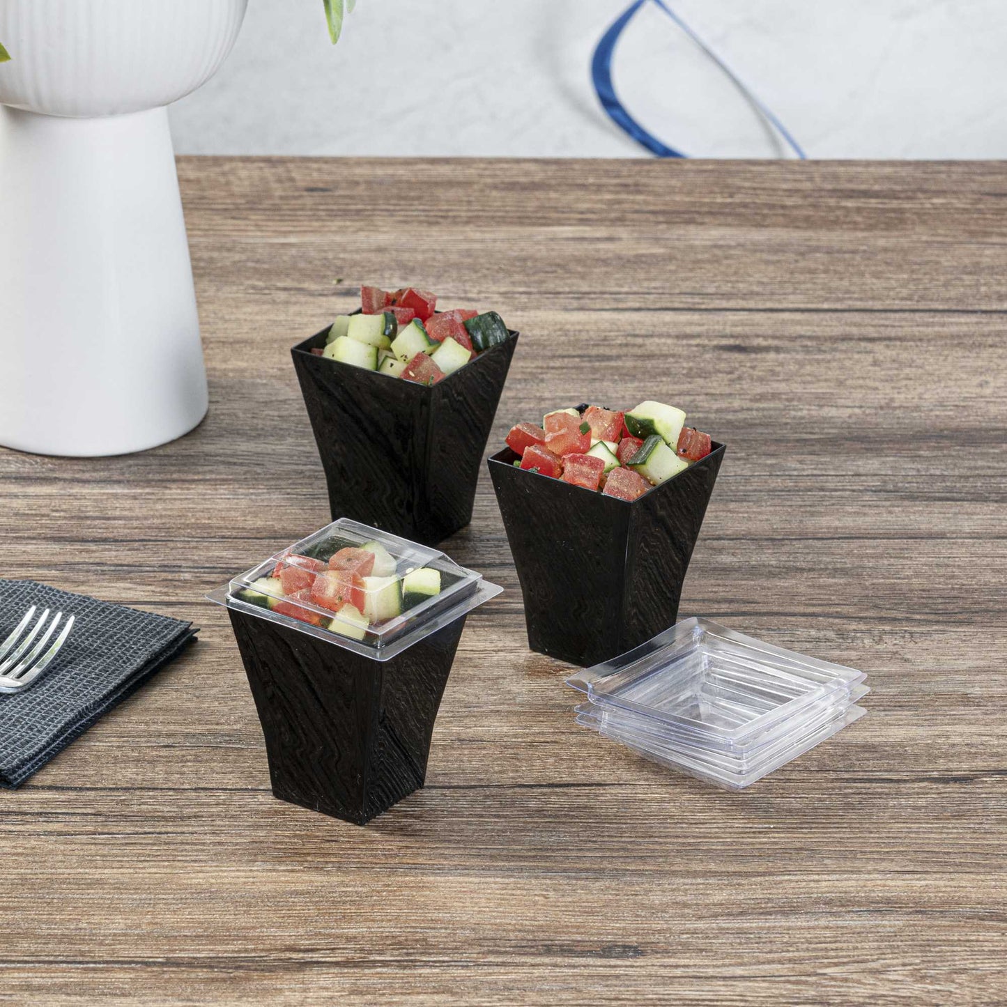 Mini Serve Square Clear Plastic Lid - Fits Bonito Cup - 100 count box