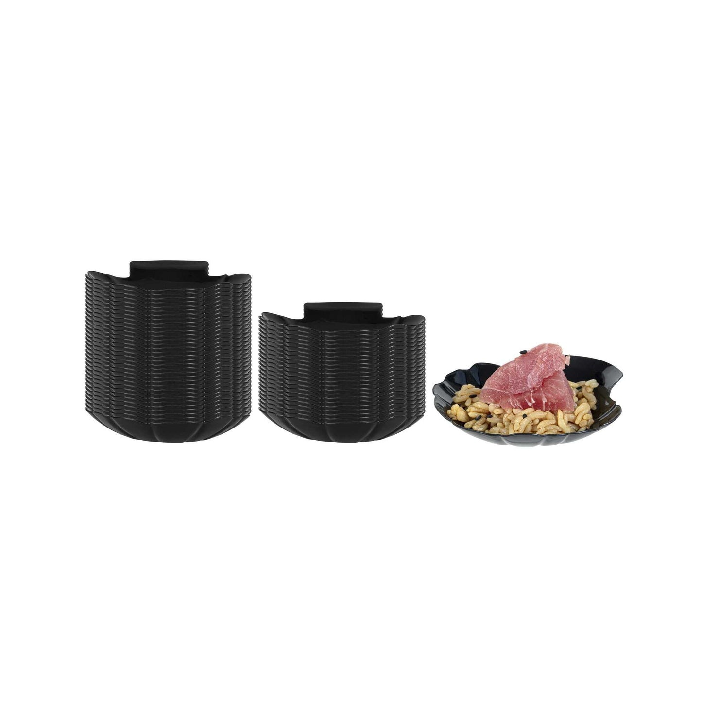 Mini Serve Black Plastic Shell Plate - 3 1/4" x 3 1/4" x 1/2" - 25 count box