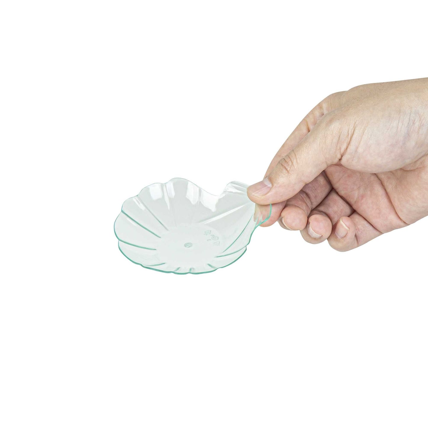 Mini Serve Seagreen Plastic Shell Plate - 3 1/4" x 3 1/4" x 1/2" - 100 count box