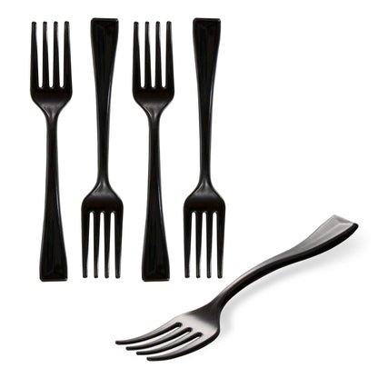 Mini Serve Black Plastic Mini Fork - 4" - 500 count box