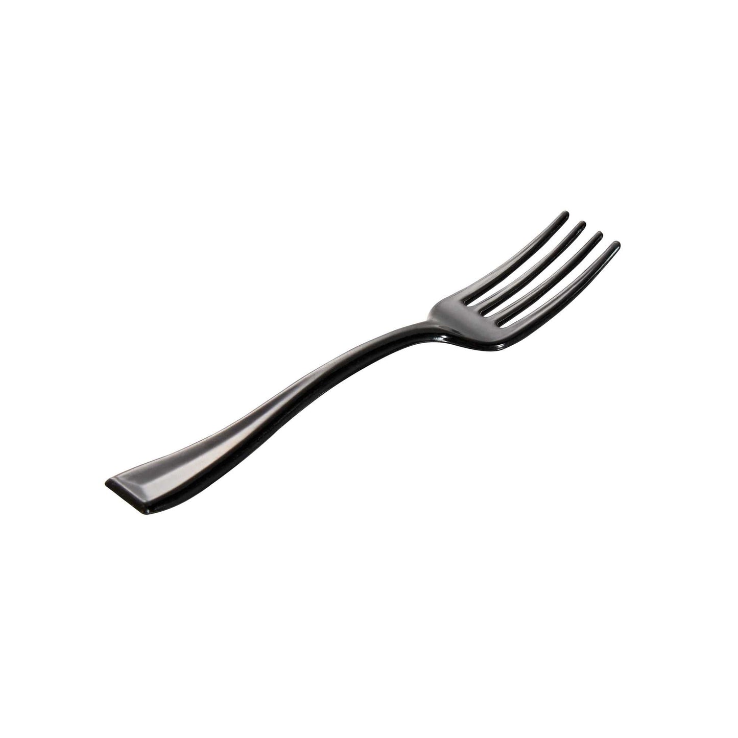 Mini Serve Black Plastic Mini Fork - 4" - 500 count box