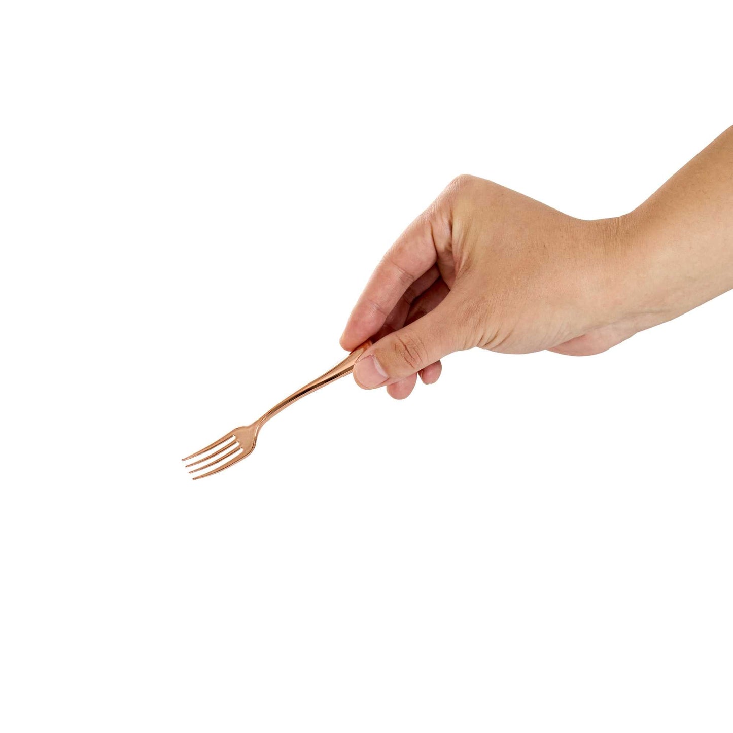 Mini Serve Rose Gold Plastic Mini Fork - 4" - 100 count box