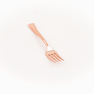 Mini Serve Rose Gold Plastic Mini Fork - 4" - 100 count box