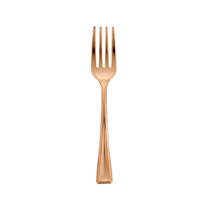 Mini Serve Rose Gold Plastic Mini Fork - 4" - 100 count box