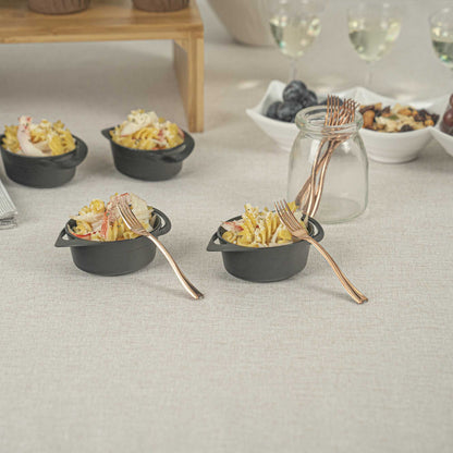 Mini Serve Rose Gold Plastic Mini Fork - 4" - 100 count box