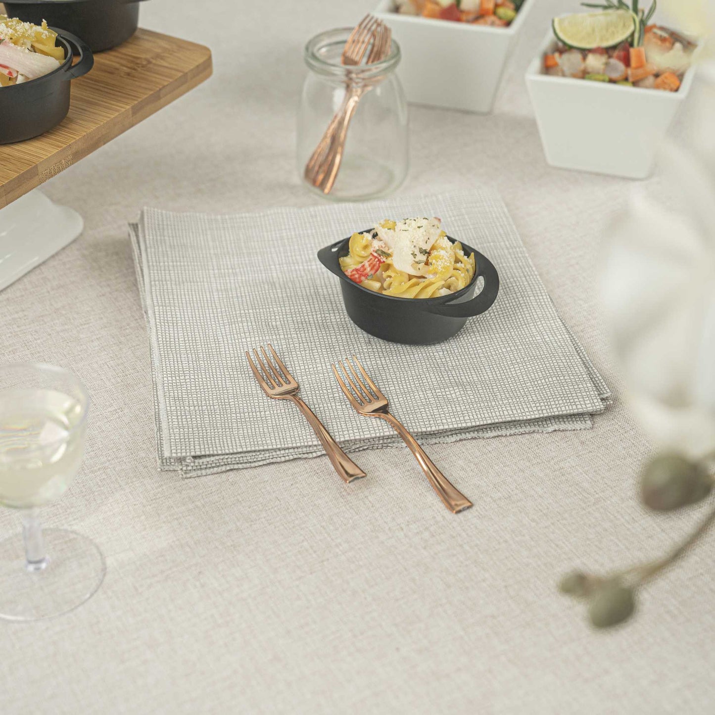 Mini Serve Rose Gold Plastic Mini Fork - 4" - 100 count box