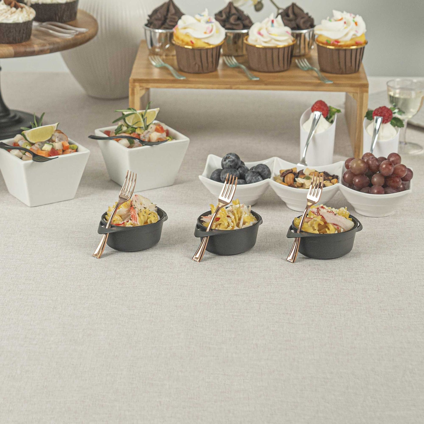 Mini Serve Rose Gold Plastic Mini Fork - 4" - 100 count box