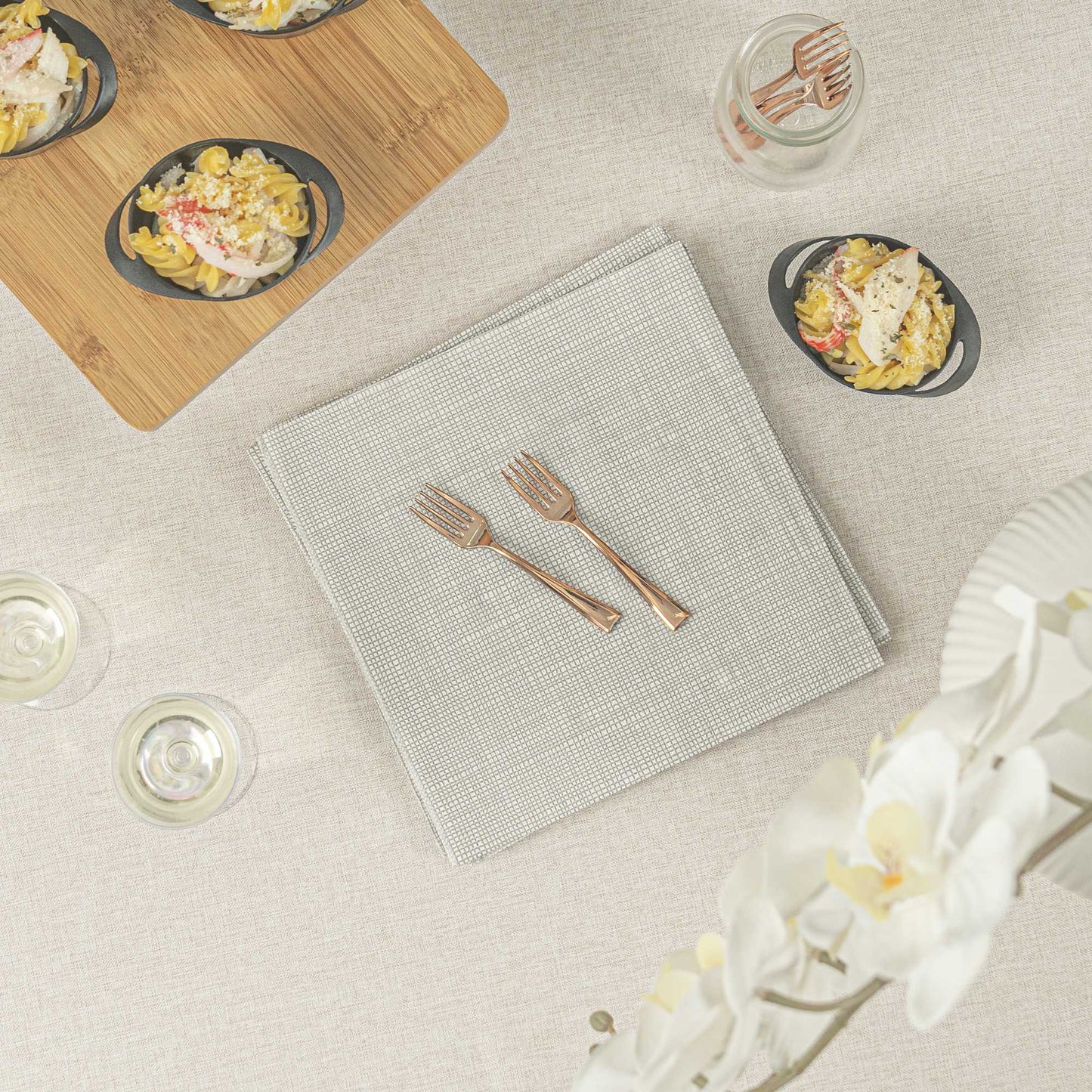 Mini Serve Rose Gold Plastic Mini Fork - 4" - 100 count box