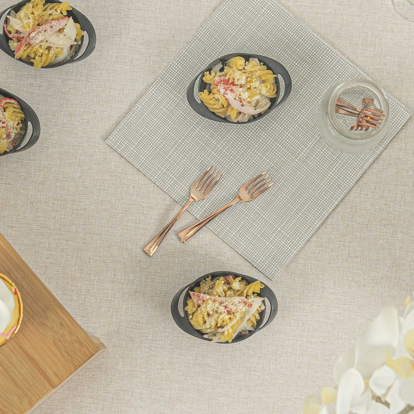 Mini Serve Rose Gold Plastic Mini Fork - 4" - 100 count box