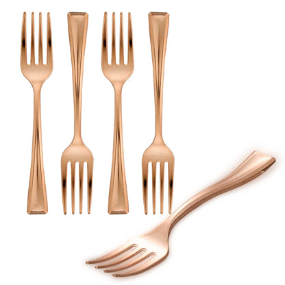 Mini Serve Rose Gold Plastic Mini Fork - 4" - 500 count box