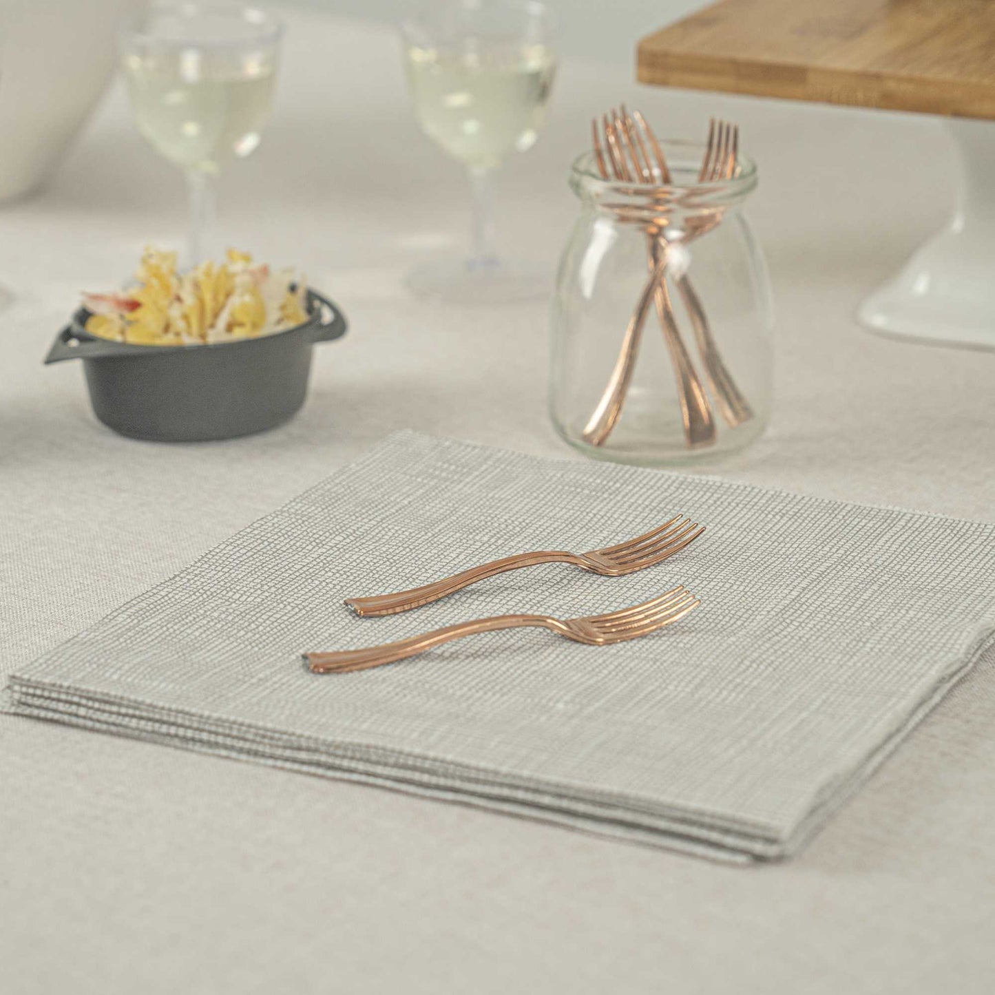 Mini Serve Rose Gold Plastic Mini Fork - 4" - 500 count box