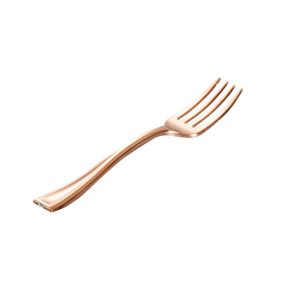 Mini Serve Rose Gold Plastic Mini Fork - 4" - 500 count box