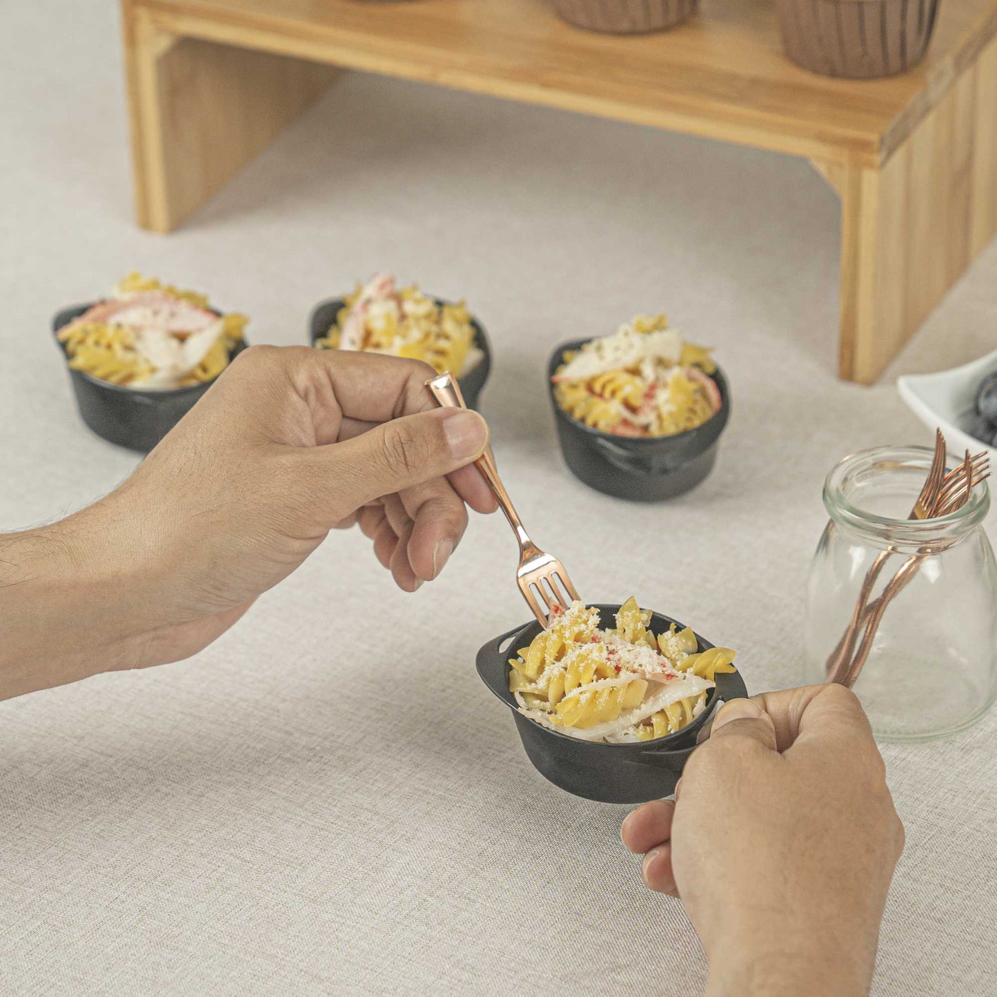 Mini Serve Rose Gold Plastic Mini Fork - 4" - 500 count box