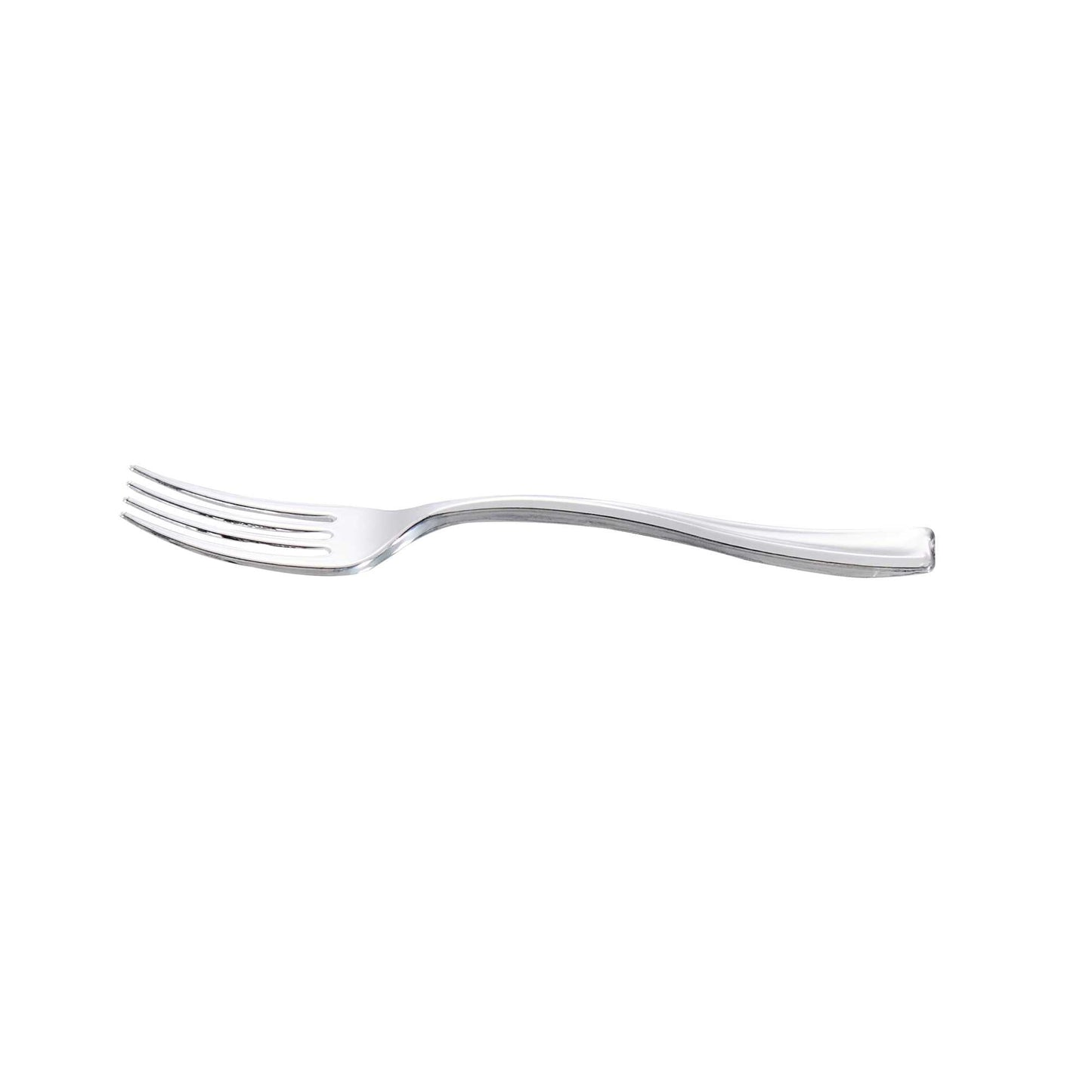 Mini Serve Silver Plastic Mini Fork - 4" - 100 count box