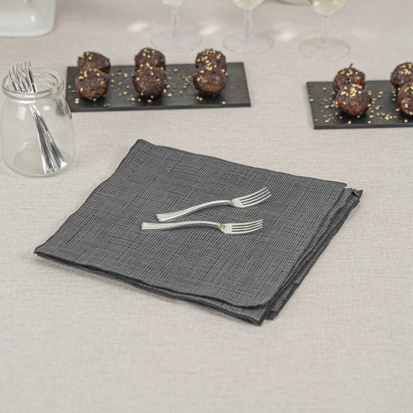 Mini Serve Silver Plastic Mini Fork - 4" - 100 count box