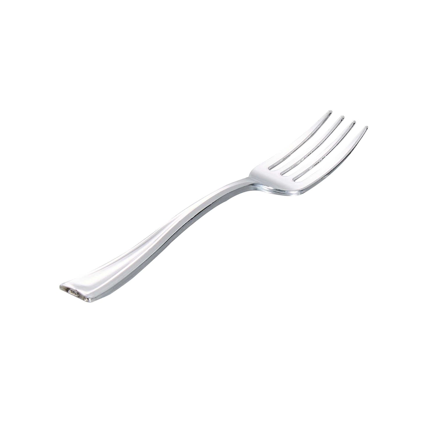 Mini Serve Silver Plastic Mini Fork - 4" - 100 count box