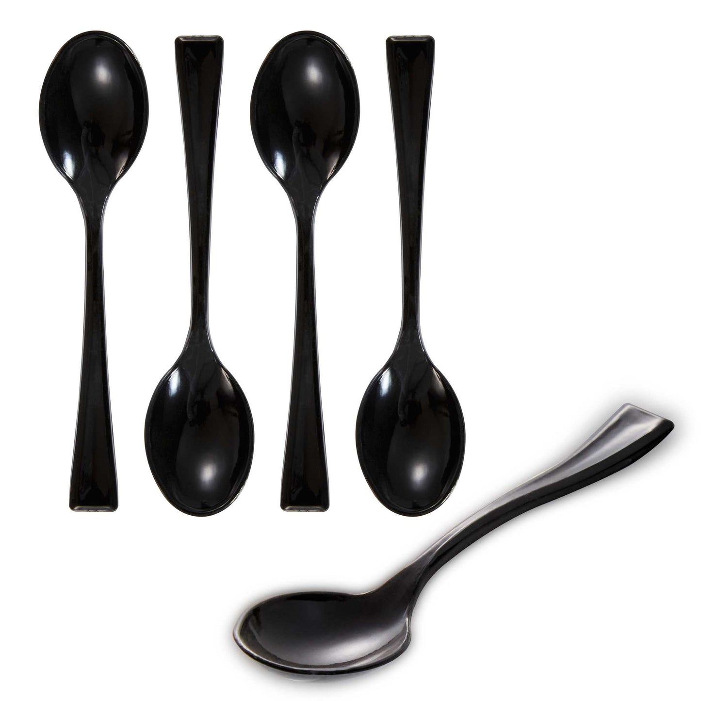 Mini Serve Black Plastic Mini Spoon - 4" - 100 count box