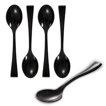Mini Serve Black Plastic Mini Spoon - 4" - 100 count box
