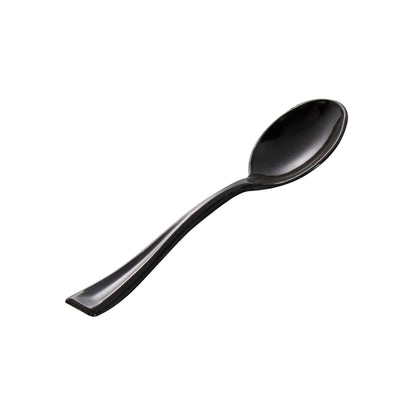 Mini Serve Black Plastic Mini Spoon - 4" - 100 count box